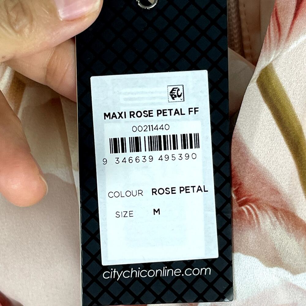 City Chic Maxi Dress Womens Medium 18 Pink Rose Faux Wrap Cocktail Drape NEW - Picture 10 of 16